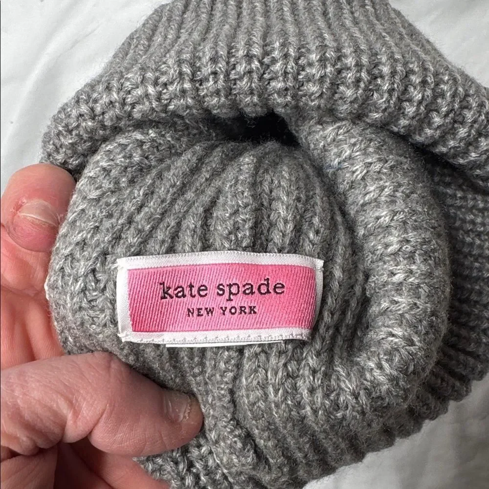 Kate Spade Women’s Gray Rib‎ Knit Bow Hat.